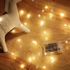 اضاءة LED فيري لايت تعمل بالبطارية بطول 5 متر أبيض دافئ