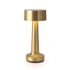 Gold rechargeable wireless table lamp with warm LED lighting