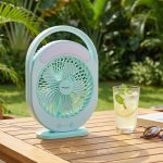 المروحة الذكية المتنقلة 2 في 1 – تهوية منعشة وإضاءة LED قوية - قابلة لإعادة الشحن